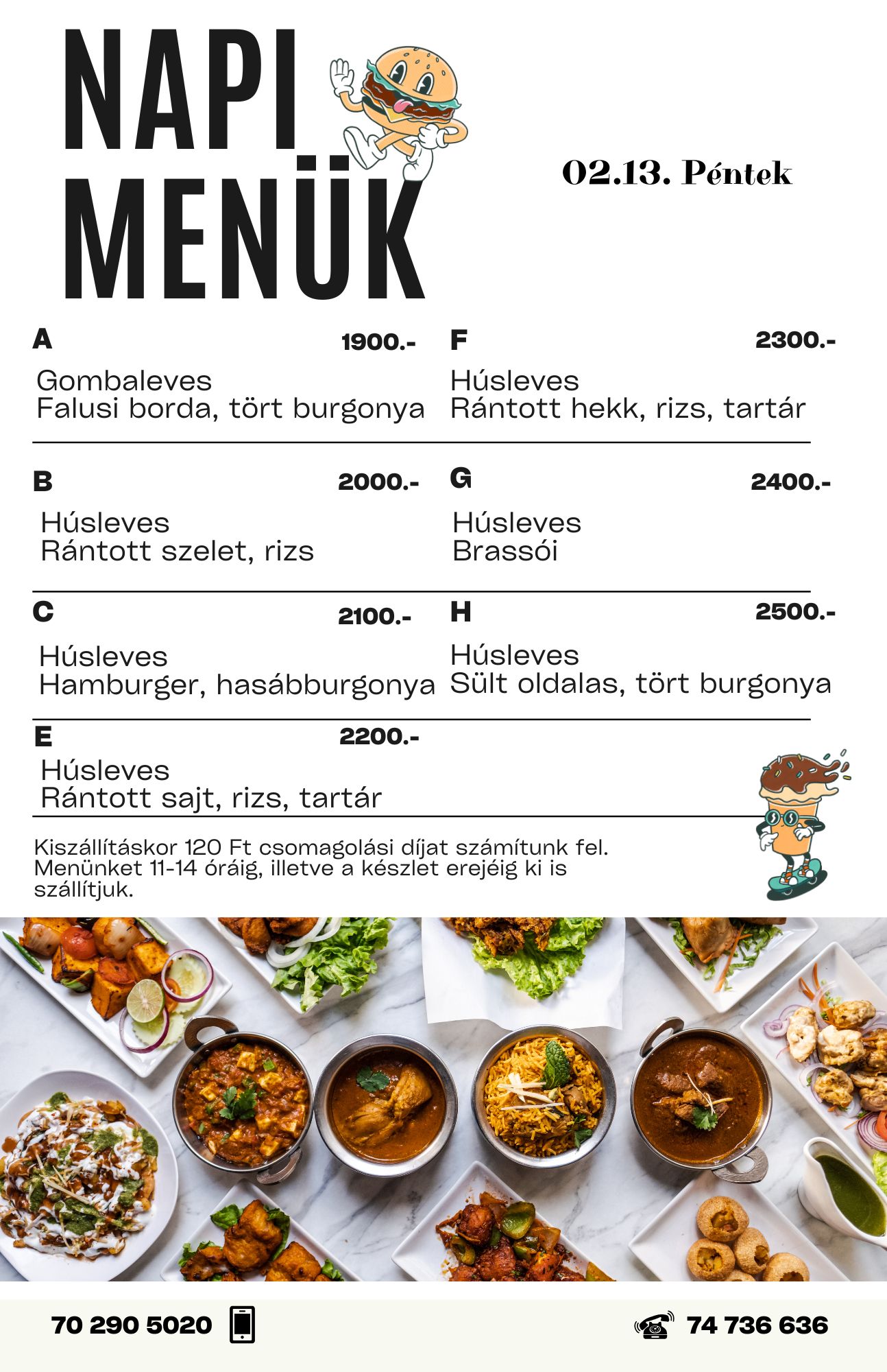 napi menü ajánlatunk